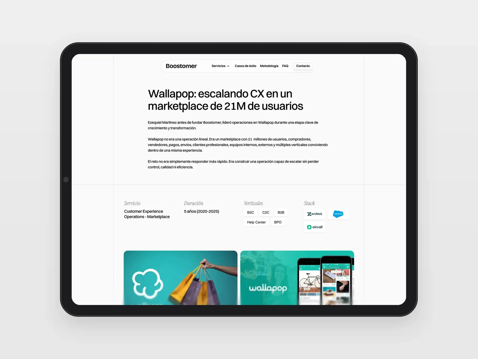 Caso de Wallapop en la web de Boostomer