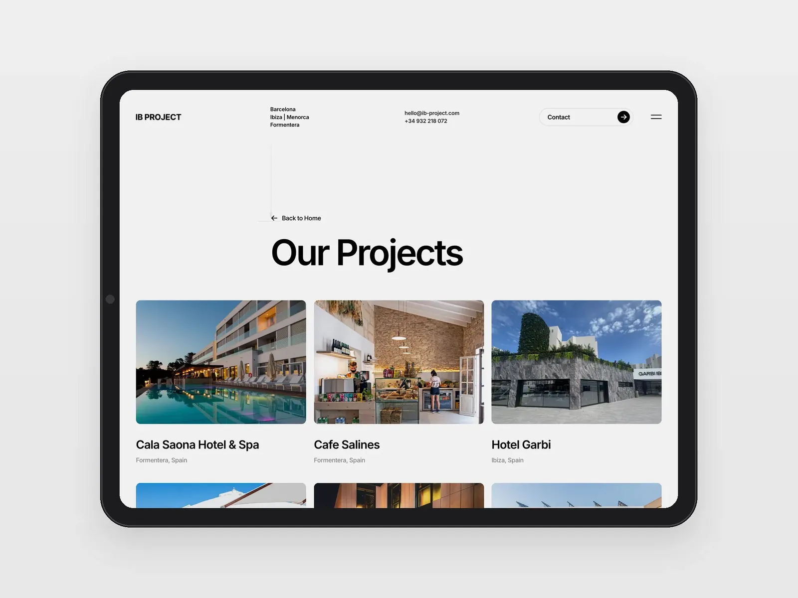Página de proyectos de IB Project