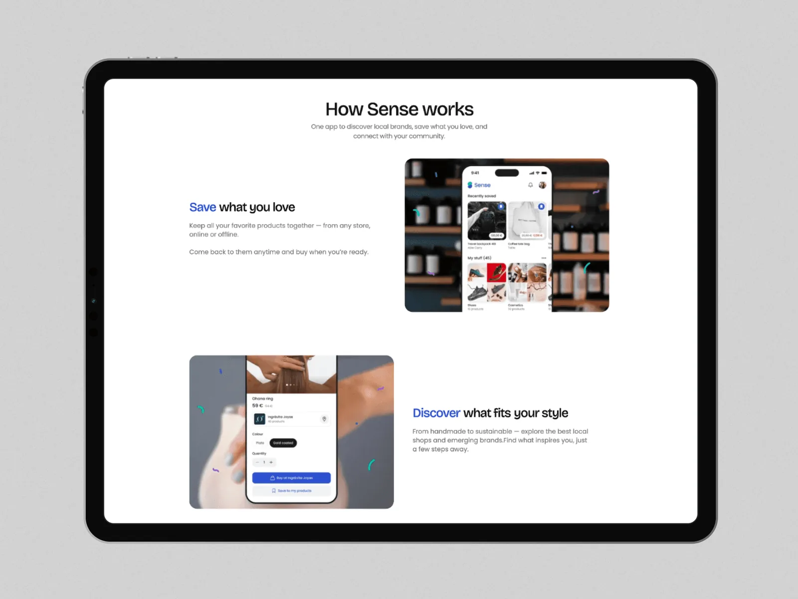 Sección «How Sense works» de Sense App
