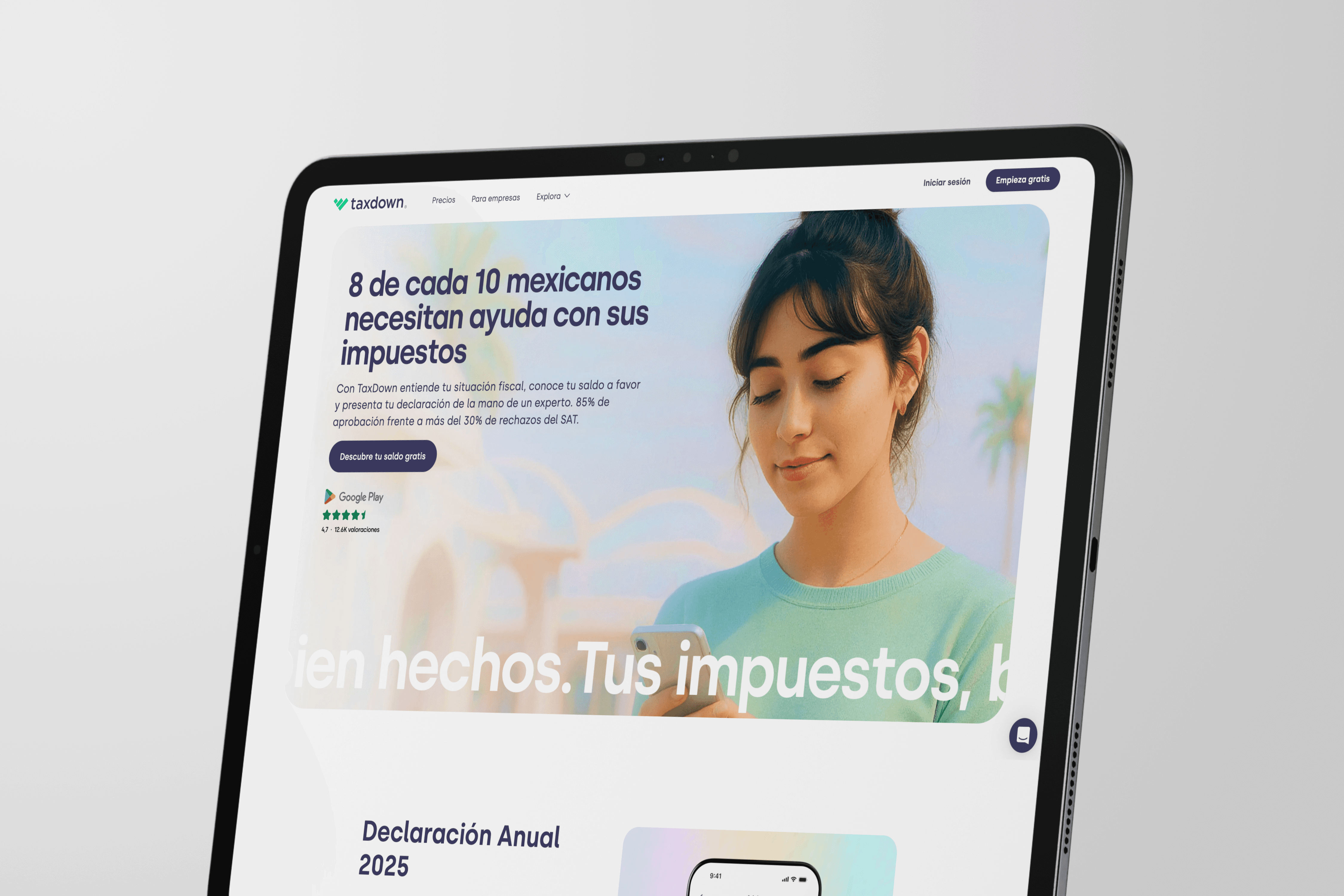 Web de TaxDown diseñada por Pleya Studio