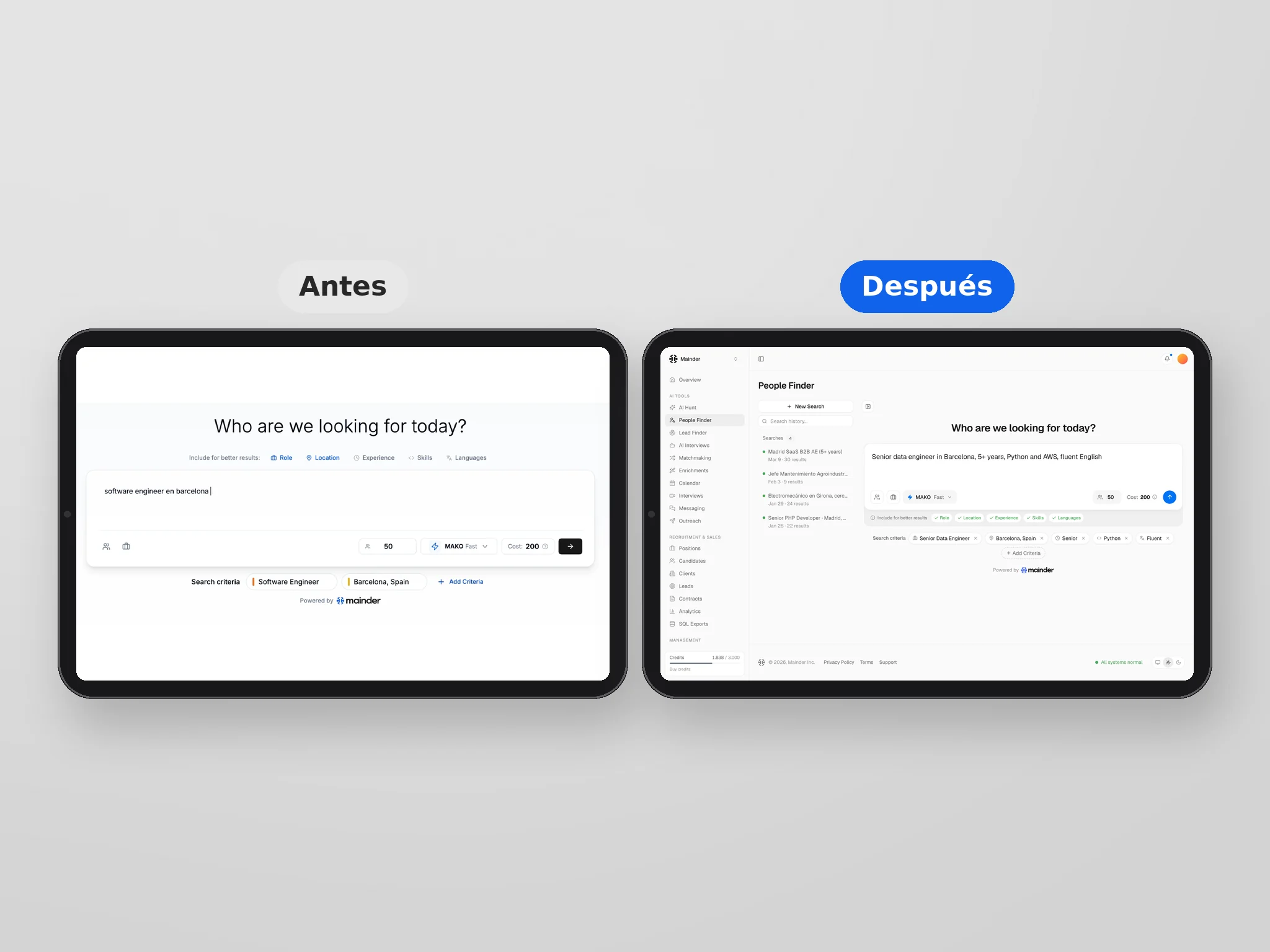 People Finder, antes y después
