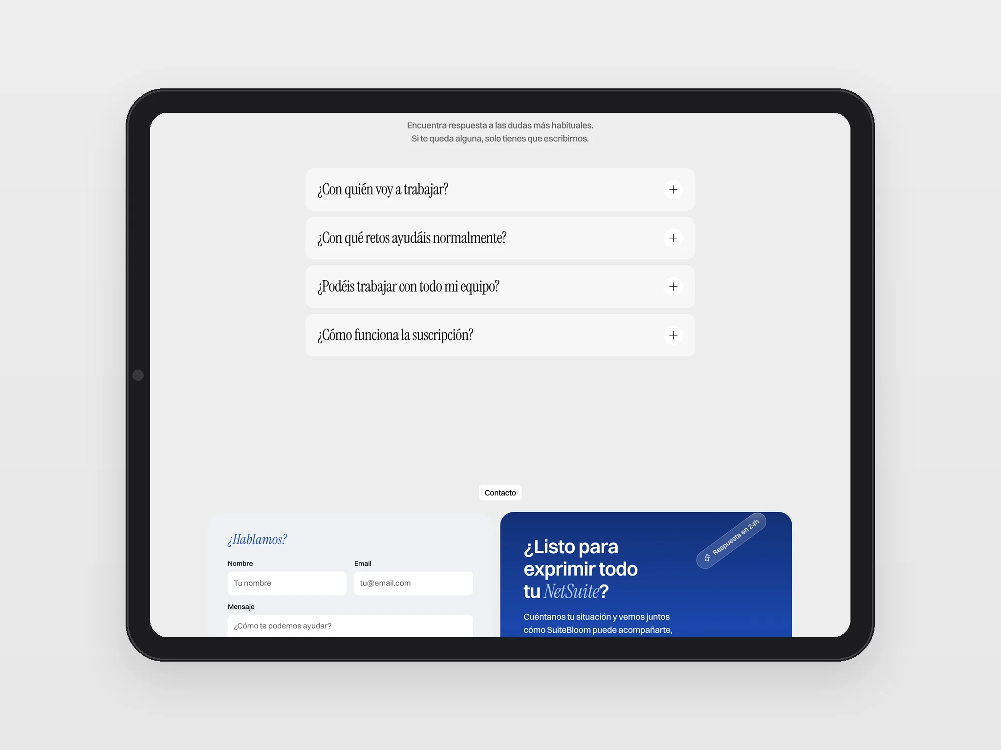 Preguntas frecuentes y contacto